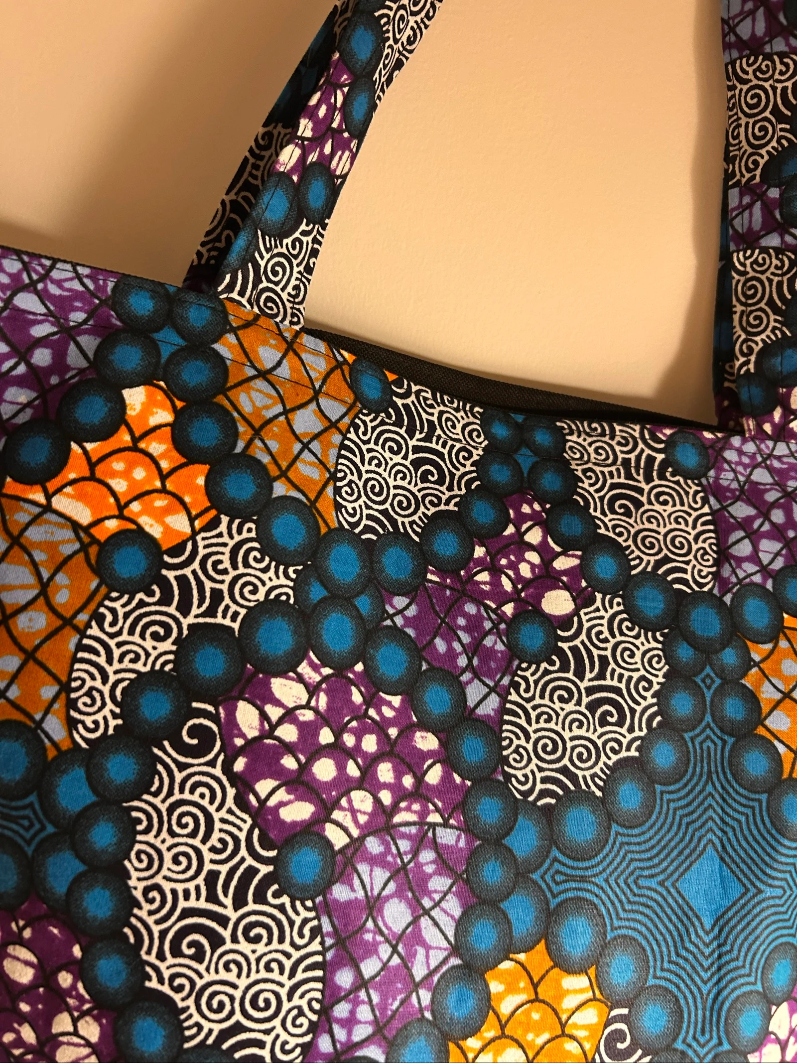 Saco de compras em tecido wax – Bolsa feita à mão – Saco feminino único – Saco africano – photo 2